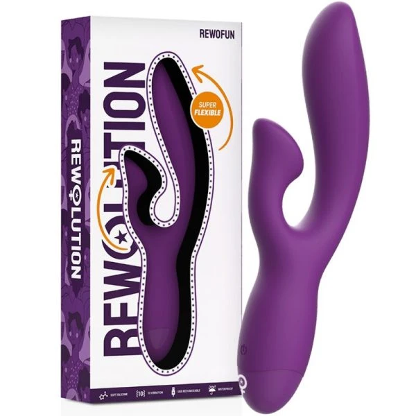 Rewolution Rewofun Flexibele Vibrator met Konijn en Dubbele Motor