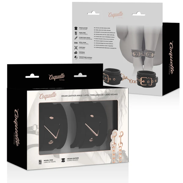 Coquette Chic Desire Fantasy-enkelboeien van veganistisch leer met neopreenvoering