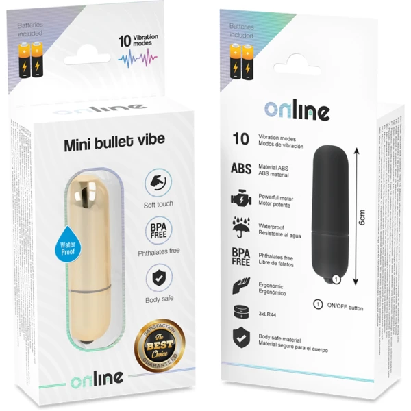 Online Mini Gouden Trillingsbal Opvibrator 6,2 x 1,9 cm Online Mini Gouden Trillingsbal Opvibrator 6,2 x 1,9 cm