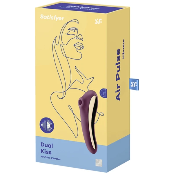 Satisfyer Dual Kiss Opgelijkvibrator met drukwellen en vibratie, wijnrood