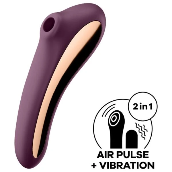 Satisfyer Dual Kiss Opgelijkvibrator met drukwellen en vibratie, wijnrood