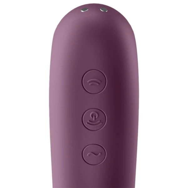 Satisfyer Dual Kiss Opgelijkvibrator met drukwellen en vibratie, wijnrood