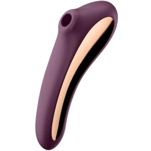 Satisfyer Dual Kiss Opgelijkvibrator met drukwellen en vibratie, wijnrood