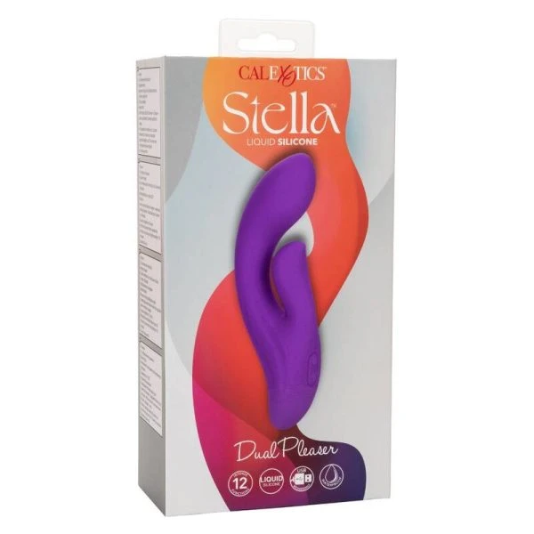 Calexotics Stella Dual Pleaser Vibrator met clitorisstimulator, vloeibaar siliconen, paars