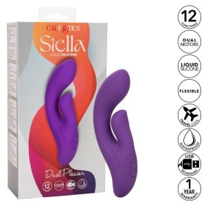 Calexotics Stella Dual Pleaser Vibrator met clitorisstimulator, vloeibaar siliconen, paars Calexotics Stella Dual Pleaser Vibrator met clitorisstimulator, vloeibaar siliconen, paars - Afbeelding 2