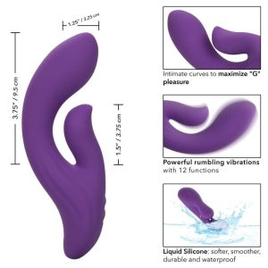 Calexotics Stella Dual Pleaser Vibrator met clitorisstimulator, vloeibaar siliconen, paars Calexotics Stella Dual Pleaser Vibrator met clitorisstimulator, vloeibaar siliconen, paars - Afbeelding 3