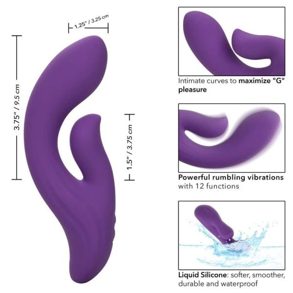 Calexotics Stella Dual Pleaser Vibrator met clitorisstimulator, vloeibaar siliconen, paars