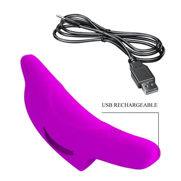 Pretty Love Delphini Vingerstimulator van siliconen, paars