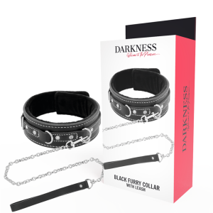Darkness Leren halsketting met riem voor BDSM-sessies Darkness Leren halsketting met riem voor BDSM-sessies - Afbeelding 1