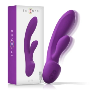 Intense Luigi Rabbit Vibrator met clitorisstimulator van vloeibaar siliconen paars