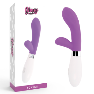 Glossy Jackson Konijnenvibrator met clitorisstimulator, siliconen, 12 cm, paars Glossy Jackson Konijnenvibrator met clitorisstimulator, siliconen, 12 cm, paars - Afbeelding 1