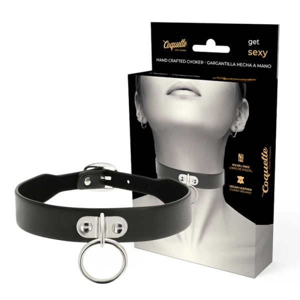 Coquette Chic Desire vegan leren fetish-halsband met drukknopsluiting 43 cm