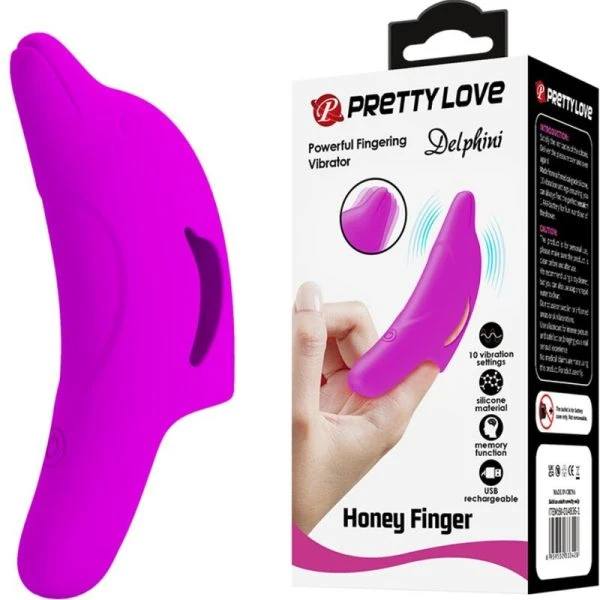 Pretty Love Delphini Vingerstimulator van siliconen, paars