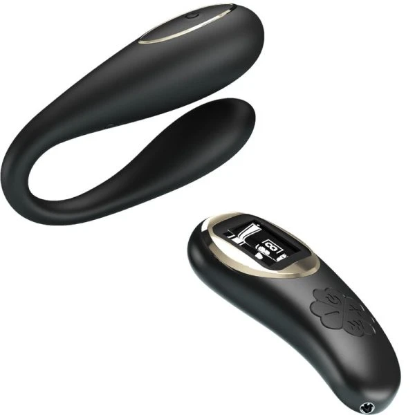 Pretty Love Nathan Double Pleasure Vibrator met afstandsbediening, siliconen, zwart