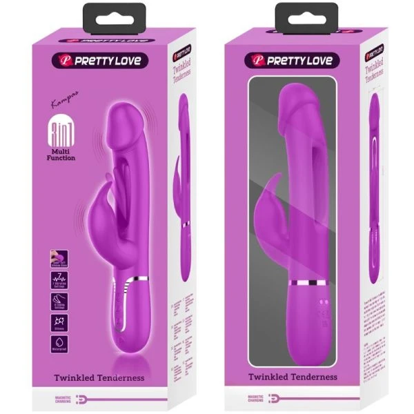 Pretty Love Rabbit Vibrator 3 in 1 met Clitorisstimulator, Fucsia Pretty Love Rabbit Vibrator 3 in 1 met Clitorisstimulator, Fucsia