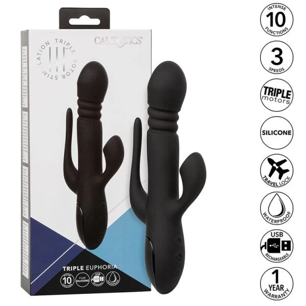 Calexotics Triple Euphoria Vibrator mit Klitoris-Saugstimulation Schwarz