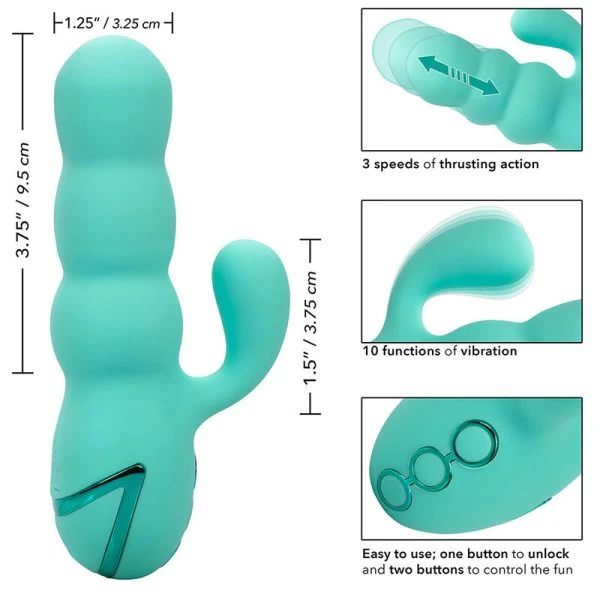 Calexotics Del Mar Diva Vibrator met clitorisstimulator, aquagroen Calexotics Del Mar Diva Vibrator met clitorisstimulator, aquagroen