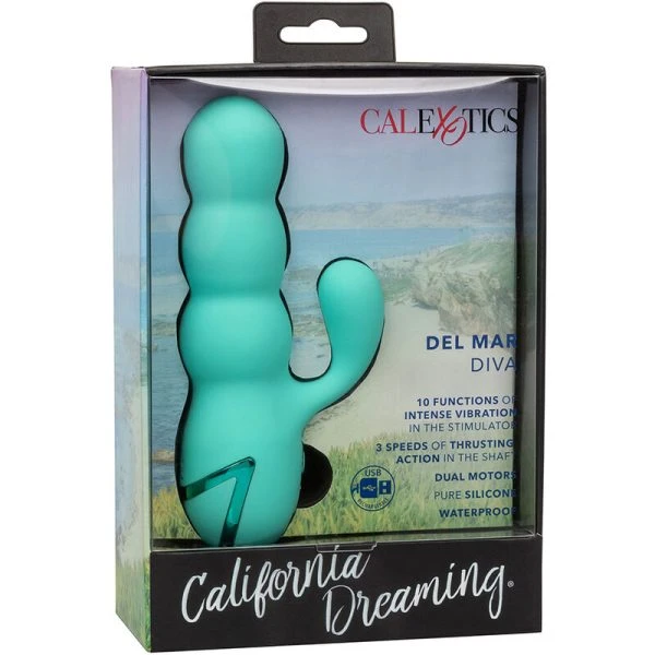 Calexotics Del Mar Diva Vibrator met clitorisstimulator, aquagroen Calexotics Del Mar Diva Vibrator met clitorisstimulator, aquagroen