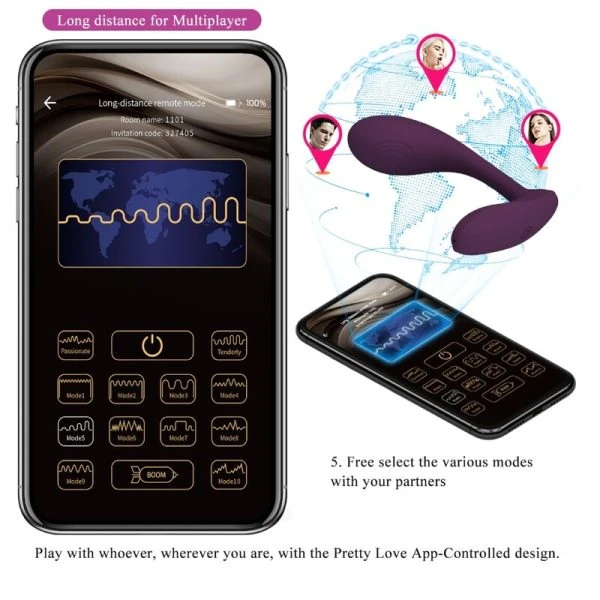 Pretty Love Baird G-Spot Vibrator met app-bediening, 12 standen, paars Pretty Love Baird G-Spot Vibrator met app-bediening, 12 standen, paars