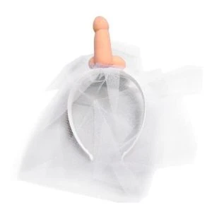 Diablo Picante Weisser Brautschleier mit Penis für Junggesellinnenabschied