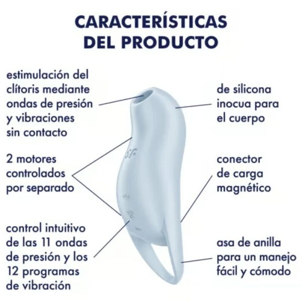 Satisfyer Pocket Pro 1 Opgelijkvibrator met drukwellen lichtblauw