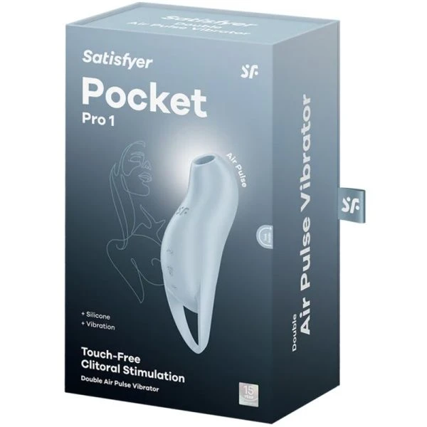 Satisfyer Pocket Pro 1 Opgelijkvibrator met drukwellen lichtblauw
