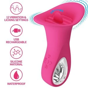 Pretty Love Oralvibrator Clyde met vibrerende tong 12 standen roze