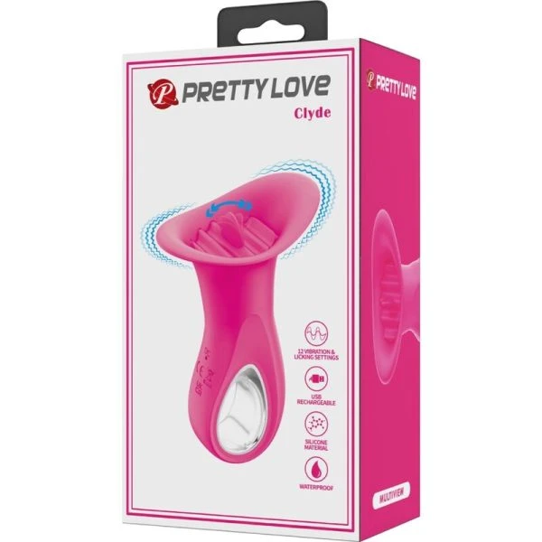 Pretty Love Oralvibrator Clyde met vibrerende tong 12 standen roze