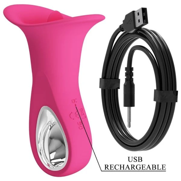 Pretty Love Oralvibrator Clyde met vibrerende tong 12 standen roze
