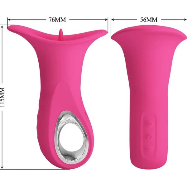 Pretty Love Oralvibrator Clyde met vibrerende tong 12 standen roze