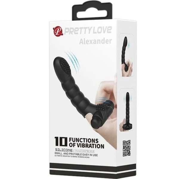 Pretty Love Alexander Fingervibrator met 10 trillingen, siliconen, zwart Pretty Love Alexander Fingervibrator met 10 trillingen, siliconen, zwart