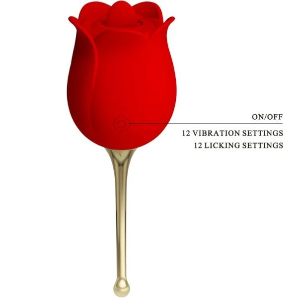 Pretty Love Rose Lover rozenvibrator met 12 trillingsstanden rood