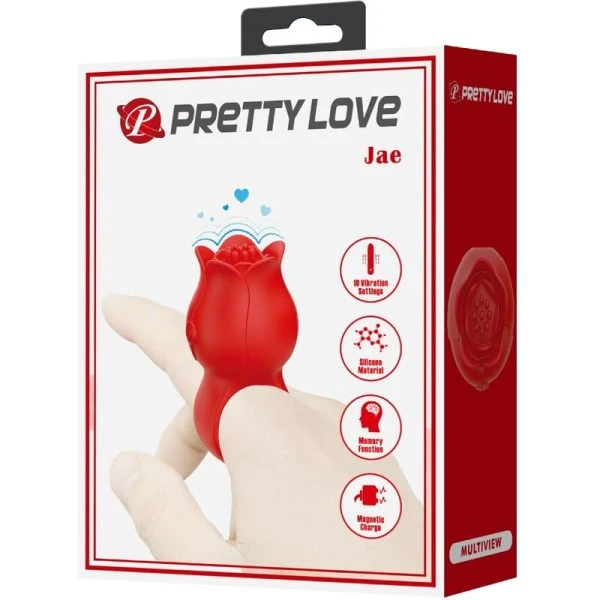 Pretty Love Rose Fingervibrator met 10 trillingen rood