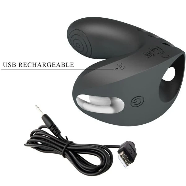 Pretty Love Camelia Fingervibrator met 7 trillingen, siliconen, zwart