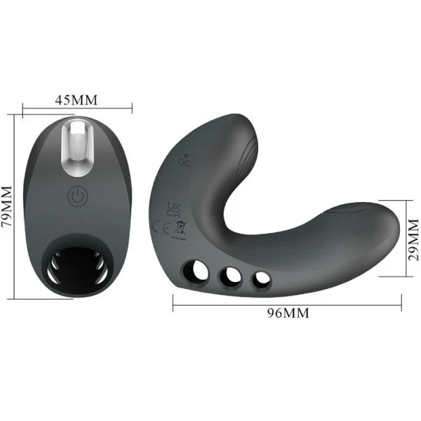 Pretty Love Camelia Fingervibrator met 7 trillingen, siliconen, zwart