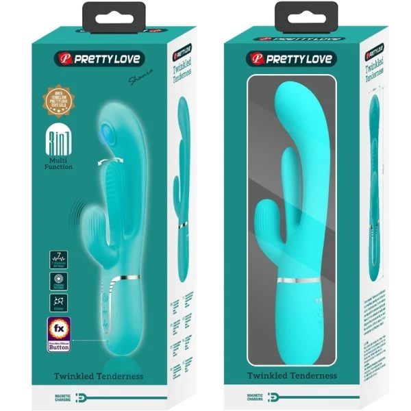 Pretty Love Rabbit Vibrator Shania Triple Rabbit met klopfunctie Blauw
