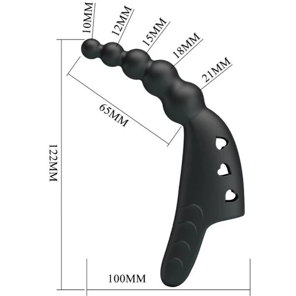 Pretty Love Jordin Fingervibrator met 10 trillingen, siliconen, zwart Pretty Love Jordin Fingervibrator met 10 trillingen, siliconen, zwart
