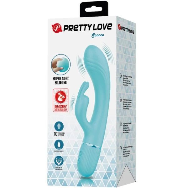 Pretty Love Scocco Vibrator Rabbit Turkoois met 10 vibratiefuncties