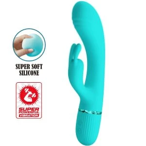 Pretty Love Scocco Vibrator Rabbit Turkoois met 10 vibratiefuncties