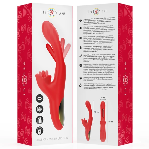 Intense Jessica multifunctionele vibrator met clitorisstimulator, rood