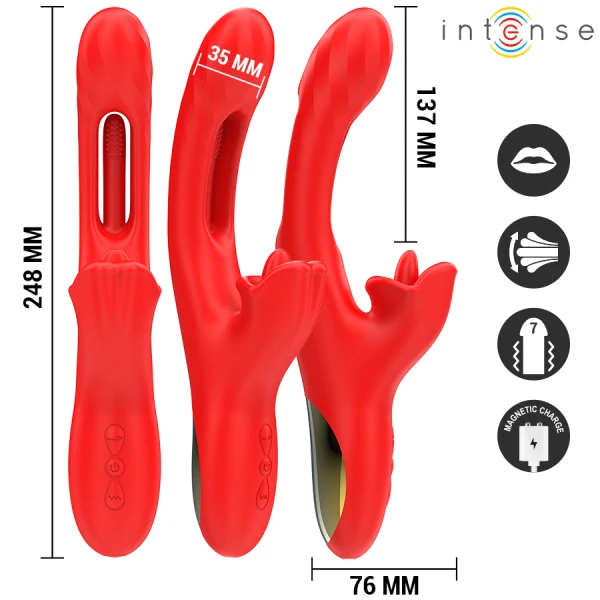 Intense Jessica multifunctionele vibrator met clitorisstimulator, rood
