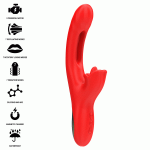 Intense Jessica multifunctionele vibrator met clitorisstimulator, rood Intense Jessica multifunctionele vibrator met clitorisstimulator, rood - Afbeelding 2