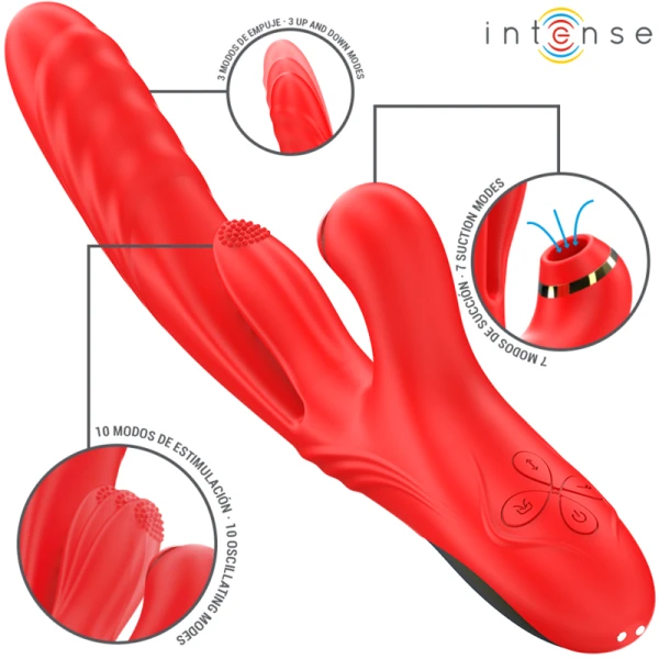 Intense Karol Multifunctionele Vibrator met Stoot- en Zuigfunctie rood Intense Karol Multifunctionele Vibrator met Stoot- en Zuigfunctie rood