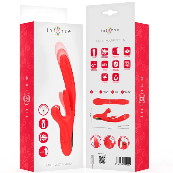 Intense Karol Multifunctionele Vibrator met Stoot- en Zuigfunctie rood Intense Karol Multifunctionele Vibrator met Stoot- en Zuigfunctie rood