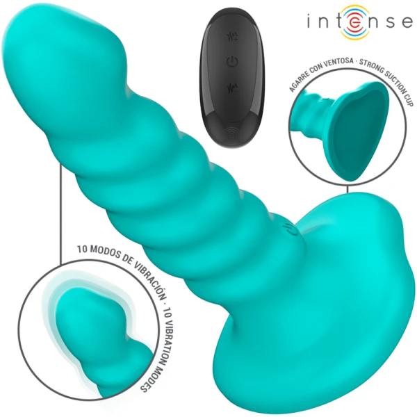 Intense Buffy Vibrator S met spiraal, 10 trillingen, afstandsbediening, blauw