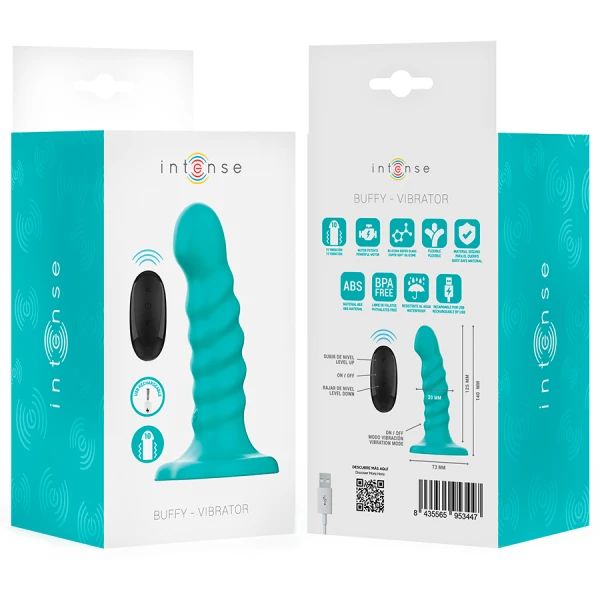 Intense Buffy Vibrator S met spiraal, 10 trillingen, afstandsbediening, blauw