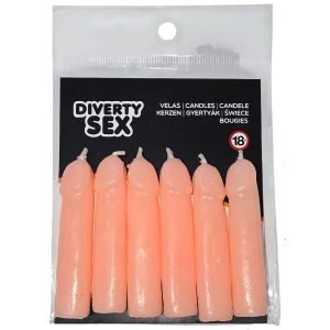 Diablo Picante Peniskerzen-Set 6 Stück hautfarben