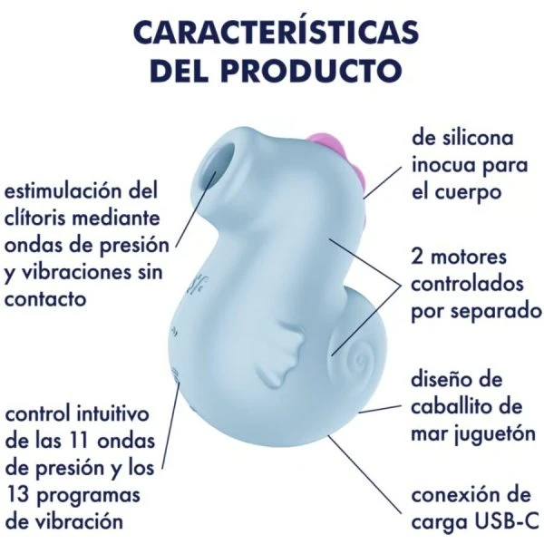 Satisfyer Sea Pony opgelegde vibrator met Air-Pulse en vibratie