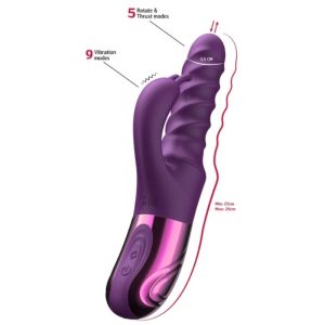 She.E.O Rabbit Swirl Vibrator met clitorisstimulator, paars She.E.O Rabbit Swirl Vibrator met clitorisstimulator, paars - Afbeelding 3