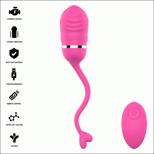 Intense Sookie Bedieningsvibrator-ei met ribbels, Roze